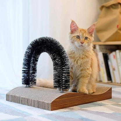FUKUMARU Cat Self Groomer, 2.0 Version Cat Arch Face Scratcher with Scratcher Pad, Cats Back Grooming Massager Toy Brush for Indoor Kitten and Small Dog