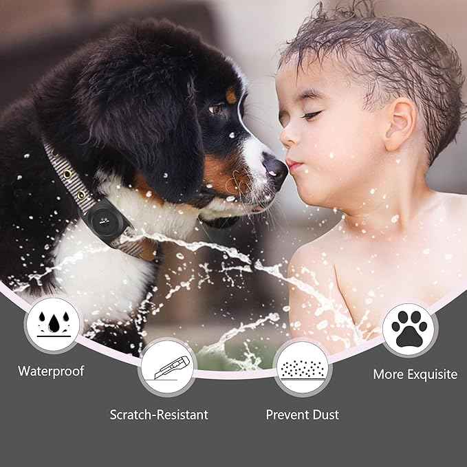 Airtag Dog Collar Holder, [2 Pack], Waterproof Protective Case for Apple AirTag, Durable & Lightweight with Full-Body Protection, Soft Silicone, Black