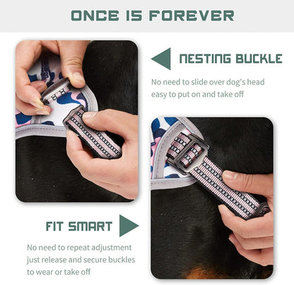 BUMBIN Tactical Dog Harness for Medium Dogs No Pull, Famous TIK Tok No Pull Dog Harness, Fit Smart Reflective Pet Walking Harness for Training, Adjustable Dog Vest Harness with Handle Pink Camo M