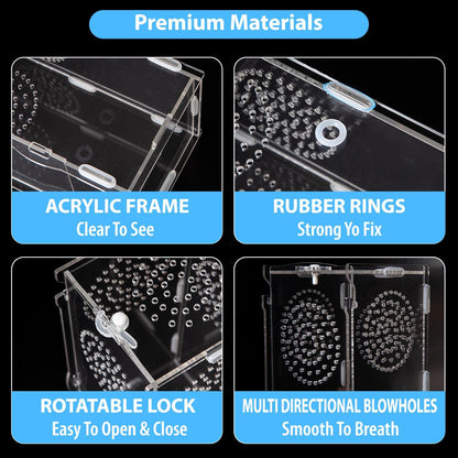 Jumping Spider Enclosure, Acrylic Praying Mantis Habitat, 8"*4"*4" Insect Terrarium, Small Reptile Cage Accessories with Secure Lock for Arboreal Tarantula, Snails, Bug, Lizard