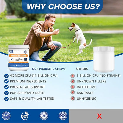 Probiotics for Dogs Dog Probiotic Chews for Yeast Gut Digestive & Immune Health, Itch Relief Ears Skin & Coat with 11Billion CFU Probiotics, 6 Enzymes& 4 Prebiotics, Pumpkin, Omegas & Vitamins, 200ct