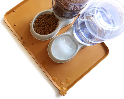 Hoki Found Large Silicone Pet Food Mats Tray - Non Slip Pet Dog Cat Bowl Placemats - Dog Cat Feeding Mat - Waterproof - Butterscotch