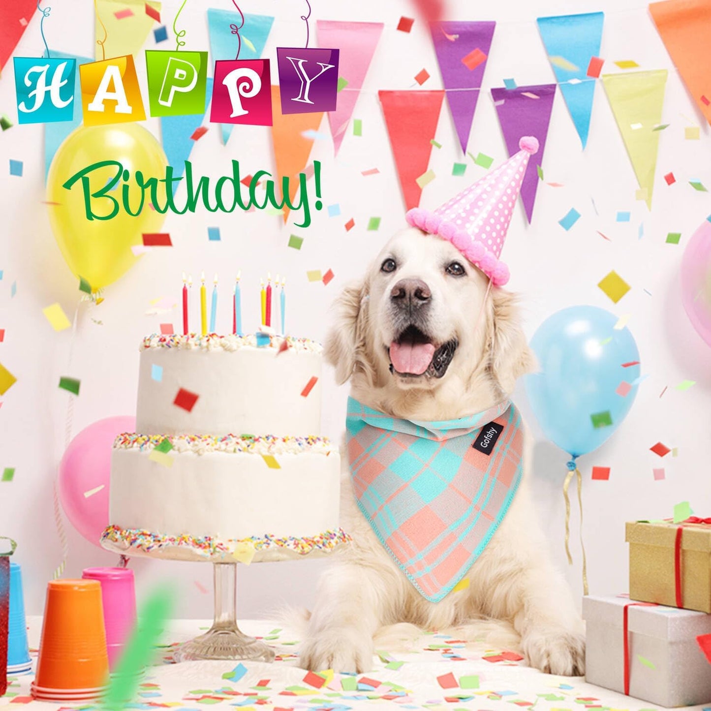 Spring Dog Bandana XLarge-Dog Scarf Vibrant Color Orange Green Plaid Printing Adjustable Bib Handkerchief Accessories for Large Dogs (XL)