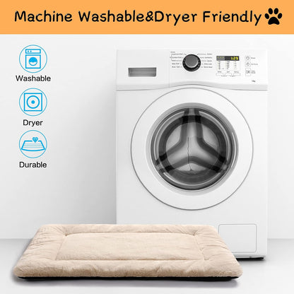 Dog Beds Crate Pad for Small Dogs Ultra Soft Dog Crate Bed Washable & Anti-Slip Kennel Pad for Dogs Cozy Sleeping Mat,Cream 24inch