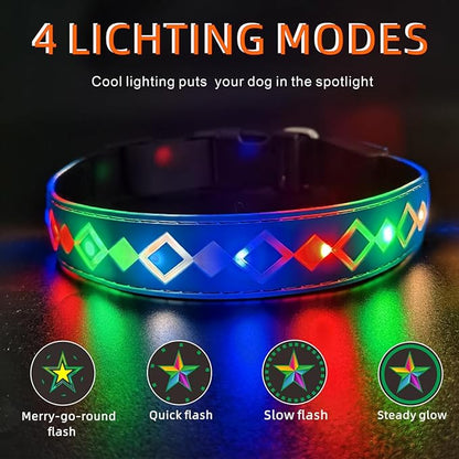 LED Dog Collar with AirTag Holder and Custom ID Tag, 15 Light Modes, Waterproof, Multiple Colors (Blue Pro, S(7.87-11.8"))