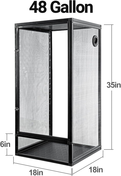 REPTI ZOO 18" x 18" x 36" Front Opening Chameleon Cage with 3-Sided Metal Mesh, 50 Gallon Screen Vertical Terrarium with Background Sticker, Tall Enclosure for Chameleon, Tree Frog, Arboreal Reptiles - Pawvie