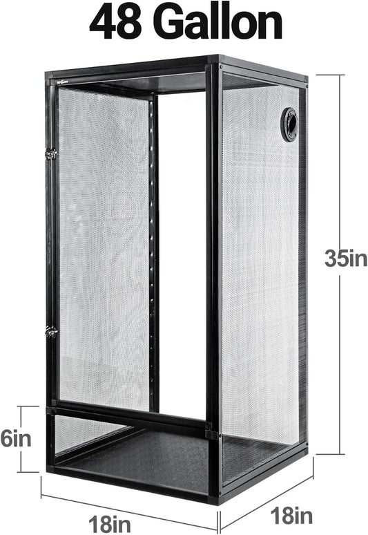 REPTI ZOO 18" x 18" x 36" Front Opening Chameleon Cage with 3-Sided Metal Mesh, 50 Gallon Screen Vertical Terrarium with Background Sticker, Tall Enclosure for Chameleon, Tree Frog, Arboreal Reptiles - Pawvie