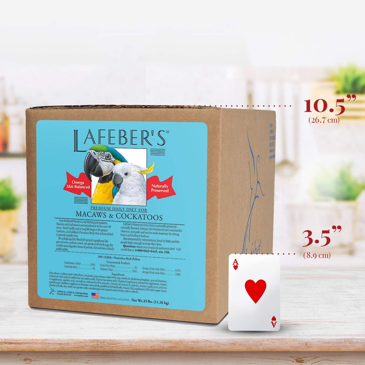 LAFEBER'S Premium Daily Diet Pellets Pet Bird Food, Made with Non-GMO and Human-Grade Ingredients, for Macaws and Cockatoos, 25 lb