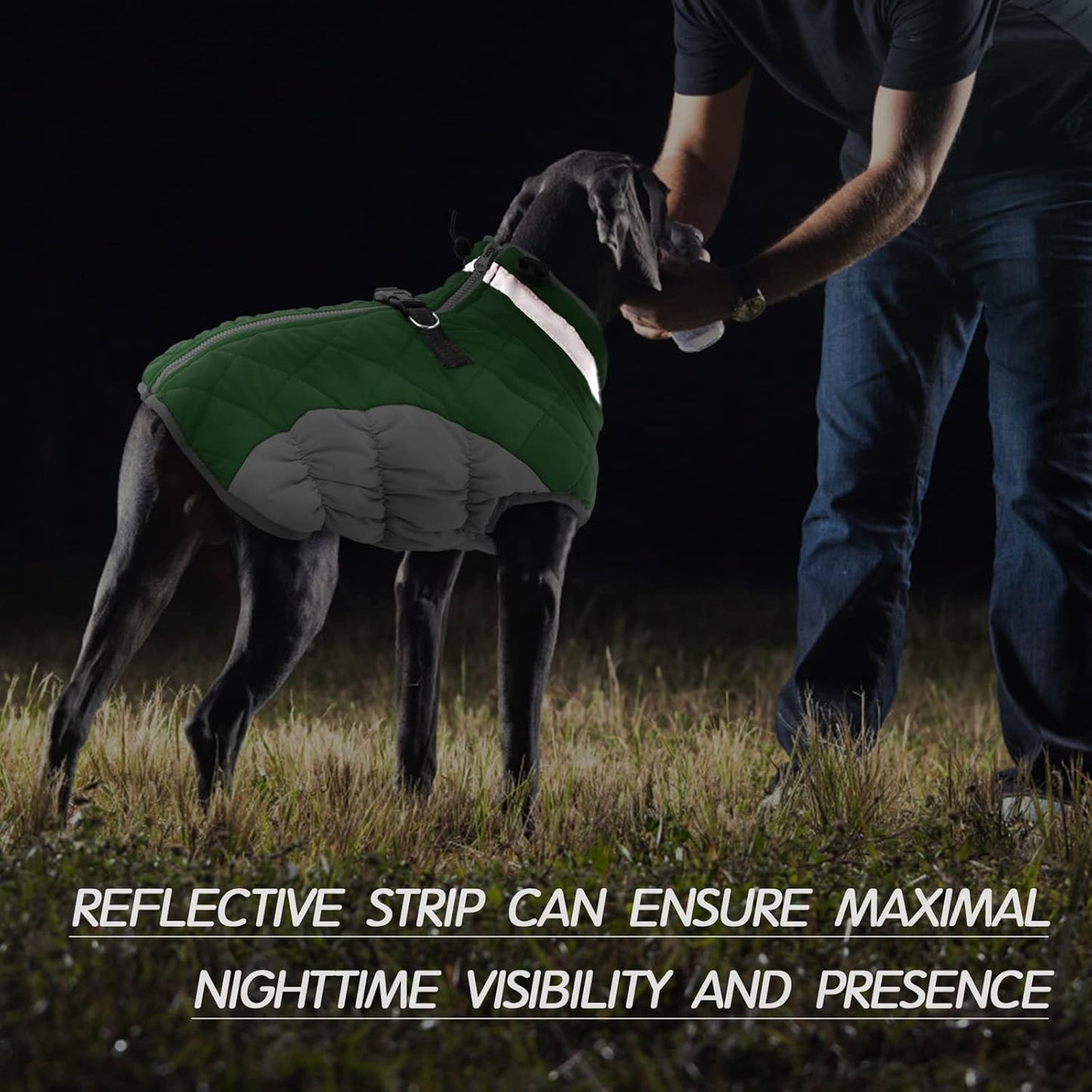 FUAMEY Dog Coat for Small Dogs,Waterproof Dog Winter Jacket with Harness Built in Puppy Cold Weather Coats Reflective Pet Vest with Zipper Warm Fleece Dogs Snowsuit Windproof Green S