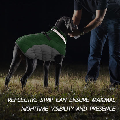 FUAMEY Dog Coat for Small Dogs,Waterproof Dog Winter Jacket with Harness Built in Puppy Cold Weather Coats Reflective Pet Vest with Zipper Warm Fleece Dogs Snowsuit Windproof Green S