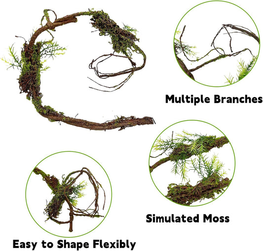 BNOSDM Reptile Vines, Bendable Jungle Climbing Vine, Terrarium Artificial Plants Decor, Reptiles Tank Accessories for Bearded Dragons, Chameleons, Snakes, Lizards, Hermit Crabs