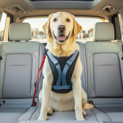 3 Pack Thickened Dog Seat Belt Adjustable Dog Car Seatbelts for Vehicle Nylon Pet Safety Seat Belt with Elastic Bungee Buffer Durable Car Harness for Dogs,Red