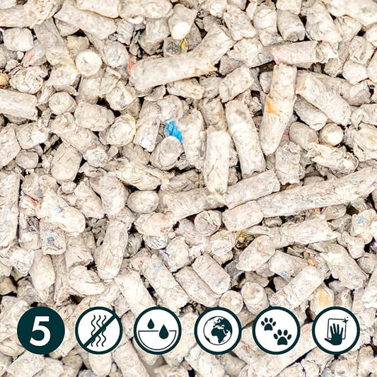 Omlet Premium Paper Cat Litter | Non-Clumping & Perfect for Kittens | Biodegradable and Lightweight Cat Litter Option | Excellent Odour Control and High Absorbency | No. 5 - Paper - 7 lbs. 11 oz.