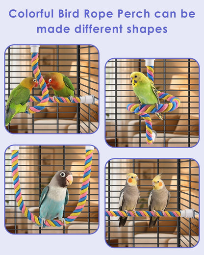 Bissap 10 PCS Bird Chew Toys, Parakeet Natural Wood Parrot Hanging Cage Toy Swing Rope Paw Fork Perch Stand Platform for Small Birds Conure Cockatiel Parrotlet Lovebird Budgie Exercise Training