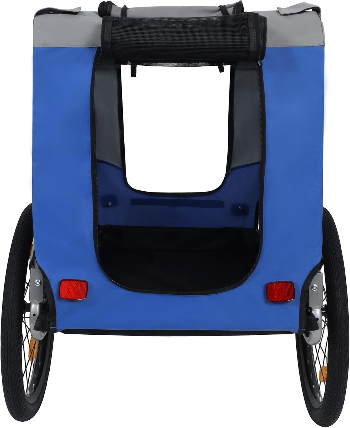 Blue-Grey Large Folding Bike Trailer for Dogs – Heavy-Duty Steel Frame, 66LB Capacity Pet Carrier for All-Terrain Cycling, Jogging & Camping Adventures! - Pawvie