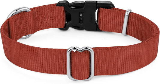 Mikivery Nylon Dog Collar with Quick Release Buckle Soft Adjustable Sturdy for Small Medium Large Dogs Brick,M
