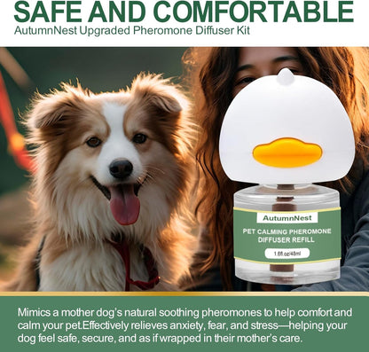 4-In-1 Dog Calming Diffuser Kit with 3 Refills (48ml Each), Plug-in Pheromone Dispenser for Dogs, 90-Day Supply, Covers 700 sq ft, Safe & Odorless Stress Relief Solution, Promotes Relaxed Behavior