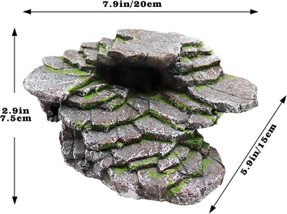 Hermit Crab Hideout, Resin Simulation Stone Reptile Cave Hideout, Hermit Crab Climbing Toys, Terrarium Habitat Decor for Lizard Spider Aquarium Fish Gecko Bearded Dragon
