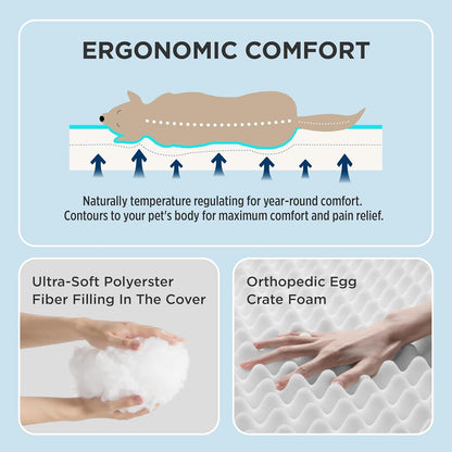 Bedsure Cooling Dog Bed for Small Dogs - Orthopedic Flat Puppy Beds with Removable Washable Cover, Egg Crate Foam Pet Mat, Suitable for Pet Up to 20 lbs