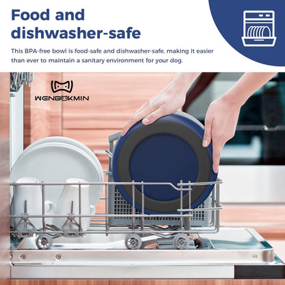 Dog Bowl, Stainless Steel Dog Food and Water Bowl with Non Slip Quiet Bottom, Easy to Clean, Dishwasher Safe, 64oz, Blue