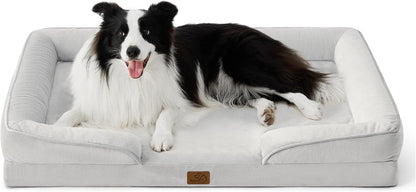 Bedsure Orthopedic Dog Beds Large Sized Dog - Washable Large Dog Cat Bed Waterproof, Comfort Dogs Couch Sofa with Washable Removable Cover, Pet Bed with Nonskid Bottom, Light Grey, 35"