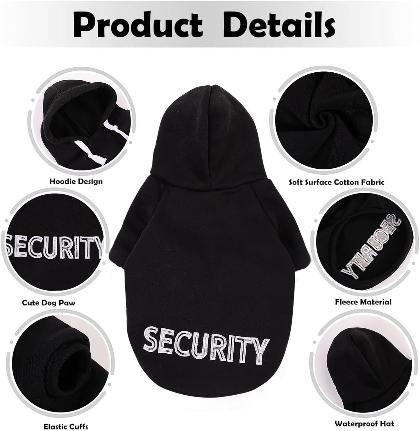 SAWMONG Dog Hoodie,Flannel Pet Hooded Sweater with Hat Puppy Pullover Sweater Shirt,Dog (Security Black,XL)