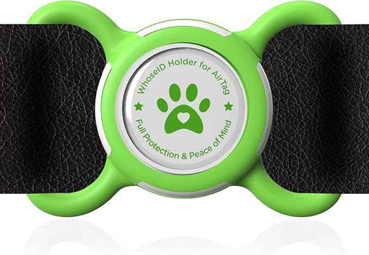Airtag Dog Collar Holder, Durable & Lightweight Airtag Case, Slide-on Waterproof Protective Air Tag Holder for Dog Collar - for Dogs and Cats (Green, Large)