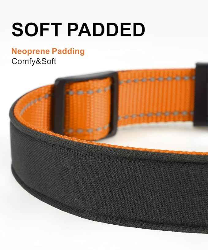 TagME Airtag Dog Collar,Waterproof Reflective Pet Collar with Airtag Holder,Soft Padded and Double D-Rings for Small Dogs,Orange
