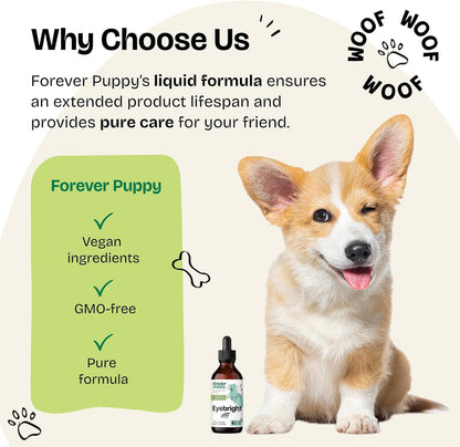 Forever Puppy Eyebright Supplement for Dogs - Eyebright Herb Extract for Soothing Eyes Irritation - Liquid Eye Health Support Supplement for Dogs of All Breeds & Sizes - 4 oz
