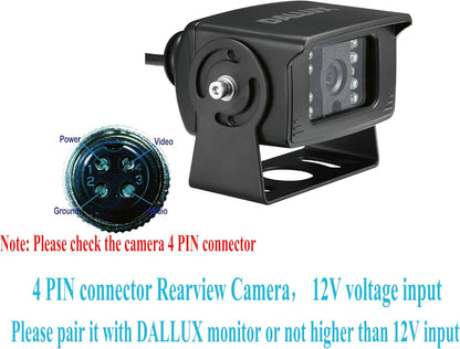 Truck Backup Camera with Parking Line Switch ON/Off for Bus/Travel Trailer/Van/Fifth Wheel/RV Camper