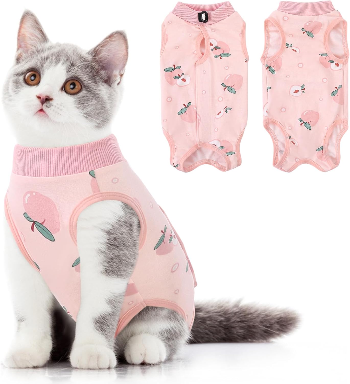 SUNFURA Cat Recovery Suit, Kitten Surgical Full Bodysuit for Abdominal Wound Protector Anti Licking After Surgery, Professional Bandages Cone E-Collar Alternative for Small Male & Female Pets