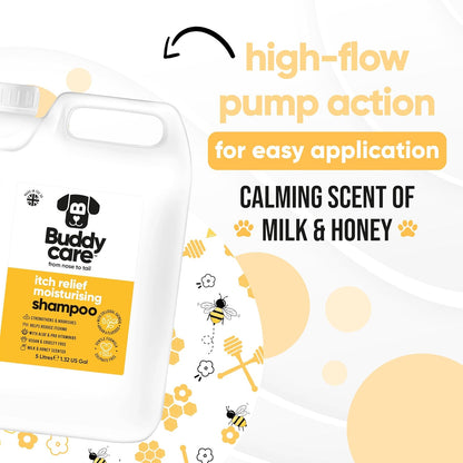 Itch Relief Dog Shampoo by Buddycare | Deep Cleansing Shampoo for Dogs | Fresh Scented | with Aloe Vera and Pro Vitamin B5 (169.07oz)