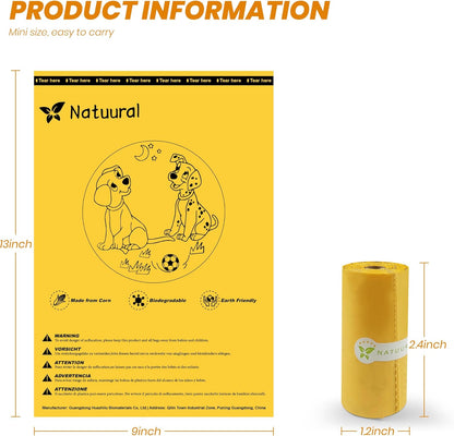 Dog Poop Bags Rolls-600 Counts, 40Rolls, Biodegradable Poop Bags Made of Cornstarch, 100% Leak Proof and Easy to Open (Yellow)