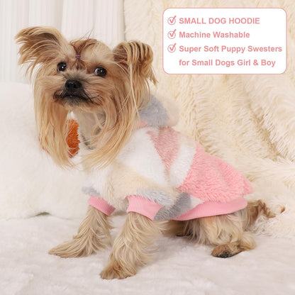 X-Small Dog Sweater for Small Dogs Hoodies,Winter Clothes Boy Girl Male Female,Warm XS Fleece Hoodies Pet Coat Apparel Outfit (XS, Pink)