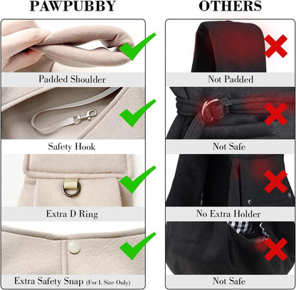 Dog & Cat Carrier Sling, Adjustable Soft Padded Shoulder Puppy Carrier, Hands-Free Dog Carrier Bag with Double Safety Buckles Premium Material for Outdoor Travel (Apricot, M)