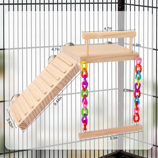 Kyouki Bird Perch Bird Cage Accessories Platform Swing - for Parrot,Parakeet,Budgies, Cockatiels, Lovebirds, Pacific Parrotlets,Chinchilla, Hamster - Sturdy Play Gym Exercise Stand
