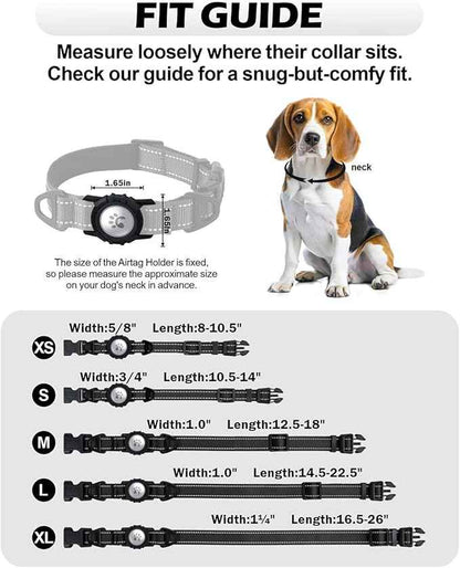 TagME Airtag Dog Collar,Waterproof Reflective Pet Collar with Airtag Holder,Soft Padded and Double D-Rings for Small Dogs,Black