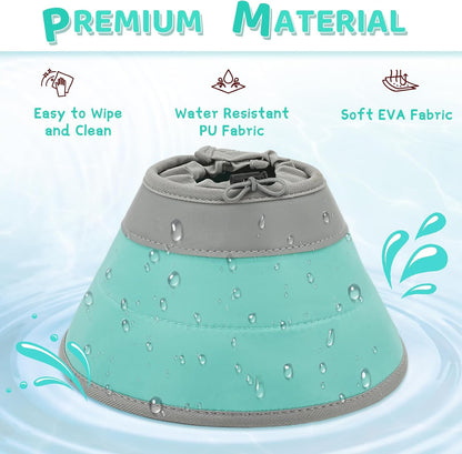 Cat Cone Collar Soft to Stop Licking, Adjustable, Foldable Lightweight Kitten Cones After Surgery Recovery for Cats & Kittens, Cat Cone Alternative (Solid Green, M)