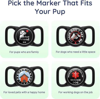 Dog AirTag Holder for Dog Collar, Soft Silicone Slide-On Case for Apple AirTag, No-Dangle Quiet Protective Holder with High-Contrast Message Designs