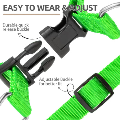 PUPTECK No Pull Dog Harness Soft Adjustable Basic Nylon Step in Puppy Vest Outdoor Walking with ID Tag, Green, XS