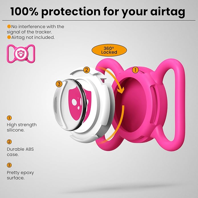 Waterproof AirTag Dog Collar Holder for Apple AirTag QR Code