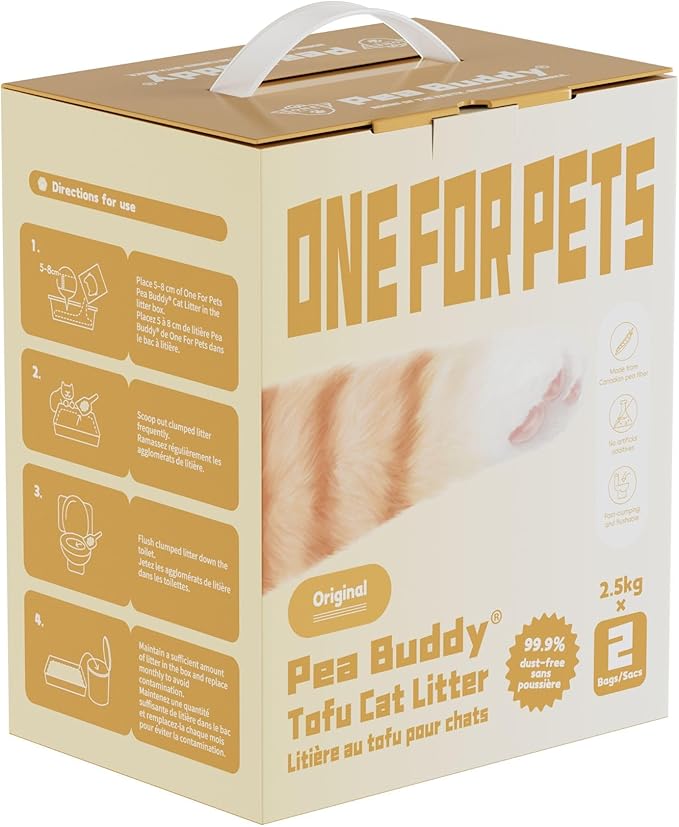 Pea Based Tofu Cat Litter, Dust Free Cat Litter, Low Tracking, and Natural Odor Control, Flushable (2 Bags, Original (Fragrance-Free))