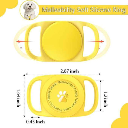 Airtag Dog Collar Holder, [1 Pack] Waterproof Protective Case for Apple AirTag, Durable & Lightweight with Full-Body Protection, Soft Silicone, Yellow