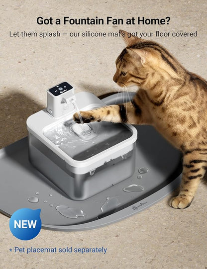 DownyPaws Battery Operated Cat Water Fountain, 84oz/2.5L Fursink Wireless Pet Water Fountain for Cats Inside, Automatic Dog Water Dispenser with Motion Sensor, Ultra Quiet Pump, BPA-Free, White