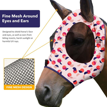 Harrison Howard Super Comfort Stretchy Fly Mask Large Eye Space with UV Protection Soft on Skin with Breathability Weaving Dots L