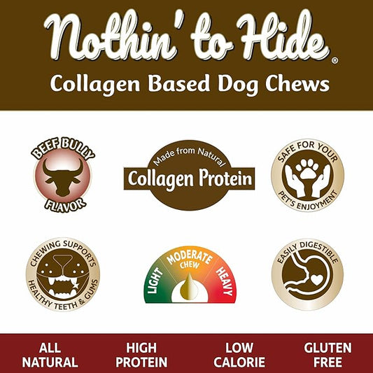 Fieldcrest Farms Nothin' to Hide Twist Stix, Beef Bully Flavor, Easily Digestible, Supports Skin, Coat, Joints & Muscles, for Moderate Chewers Under 15lbs, 10 Pack