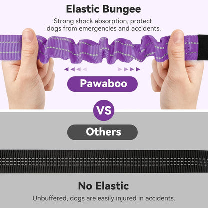 Pawaboo 2Pack Dog Seatbelt for Car, Dog Car Seat Belt Bungee, Shockproof Dog Tether for Car with Buckle & Hook Latch, Adjustable Reflective Dog Car Harness Leash with 360° Lockable Buckle, Purple