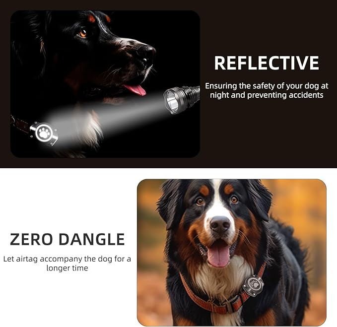 AirTag Dog Collar Holder, 100% Waterproof Air Tag Mount, Compatible with Apple Air Tag for Dogs & Cat Collars, Ultra-Durable Dog Collar AirTag Holder - Fits All Width Collars (Reflective,2 Pack)