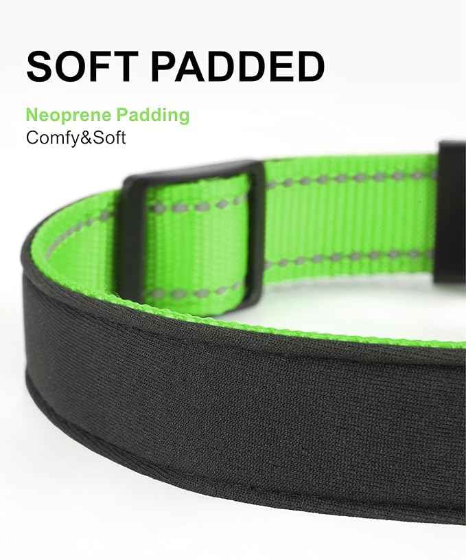 TagME Airtag Dog Collar,Waterproof Reflective Pet Collar with Airtag Holder,Soft Padded and Double D-Rings for Large Dogs,Green