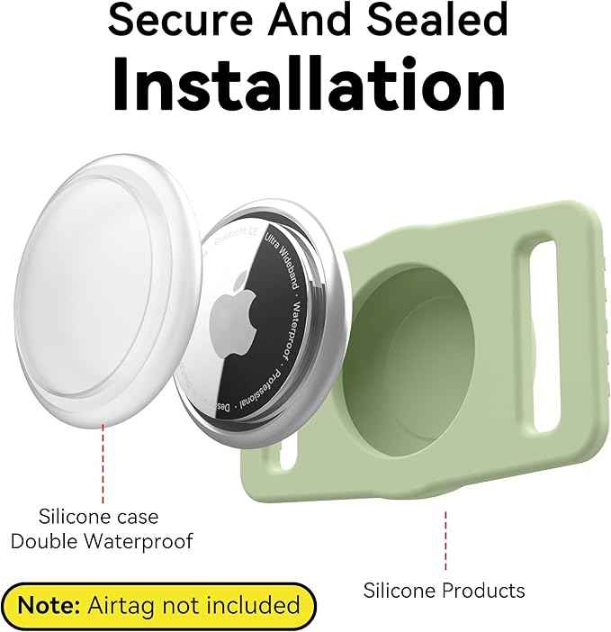 for Airtag Dog Collar Holder 2 Pack,Waterproof Dog Collar Holder for Apple AirTag(Gen 1 & 2),Silicone Air Tags Case for Dog Collars(Light Green)